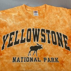 Yellowstone National Park T-Shirt M Orange Tie-Dye Moose Delta Pro Weight